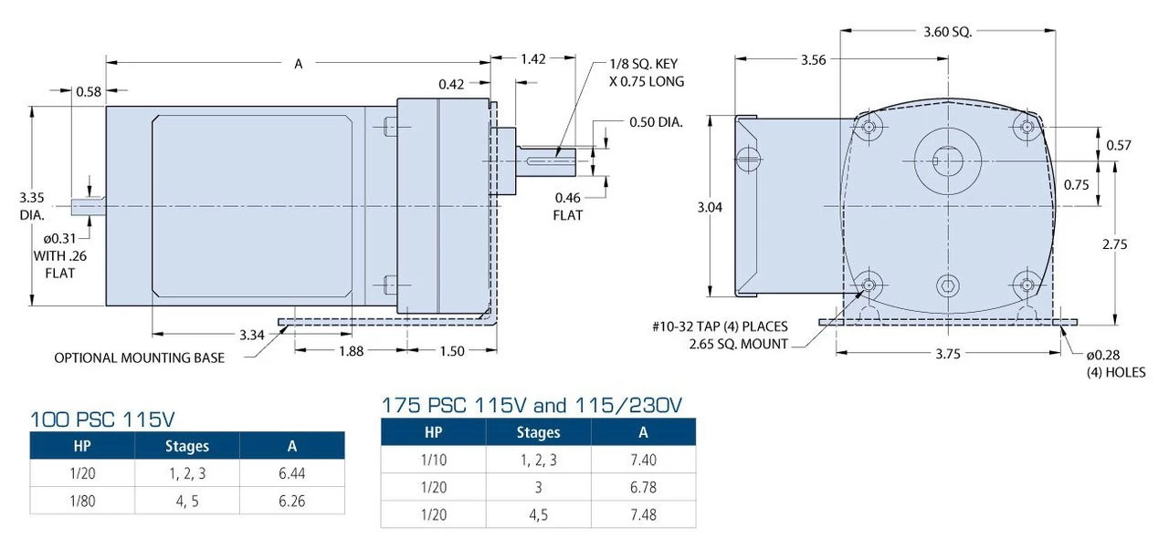 Bison 016-175-1369 Gear Motor 1/20 Hp 1.2 RPM 115/230V 60/50HZ. - Image 2