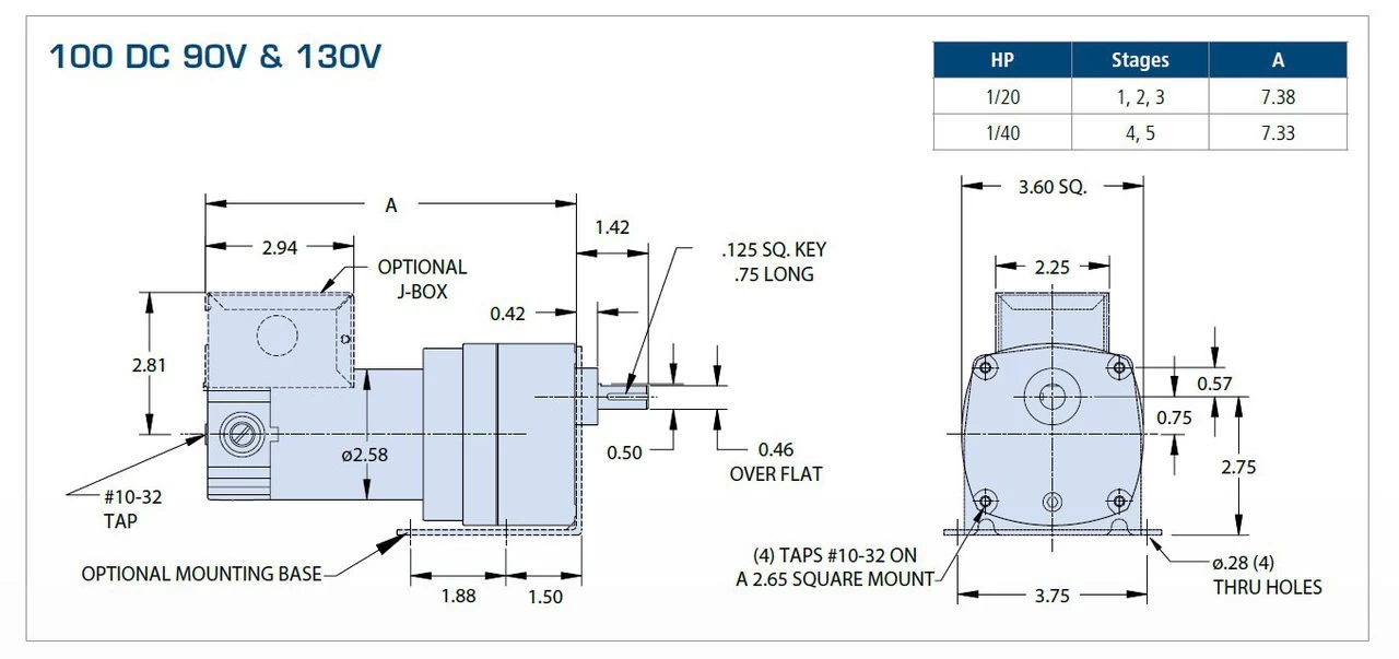 Bison 011-190-0072 Gear Motor 1/20 Hp 25 RPM 90/130VDC - Image 3