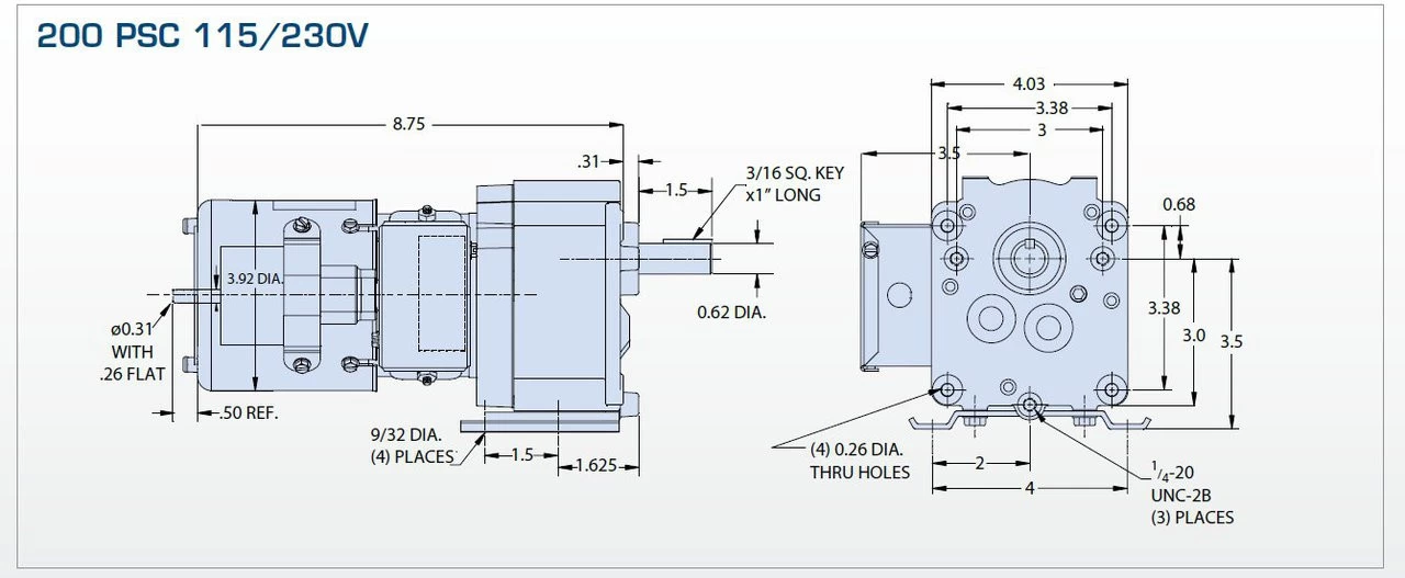 Bison 016-200-8050 Gear Motor 1/15 Hp 30 RPM 115/230V 60 HZ. - Image 2