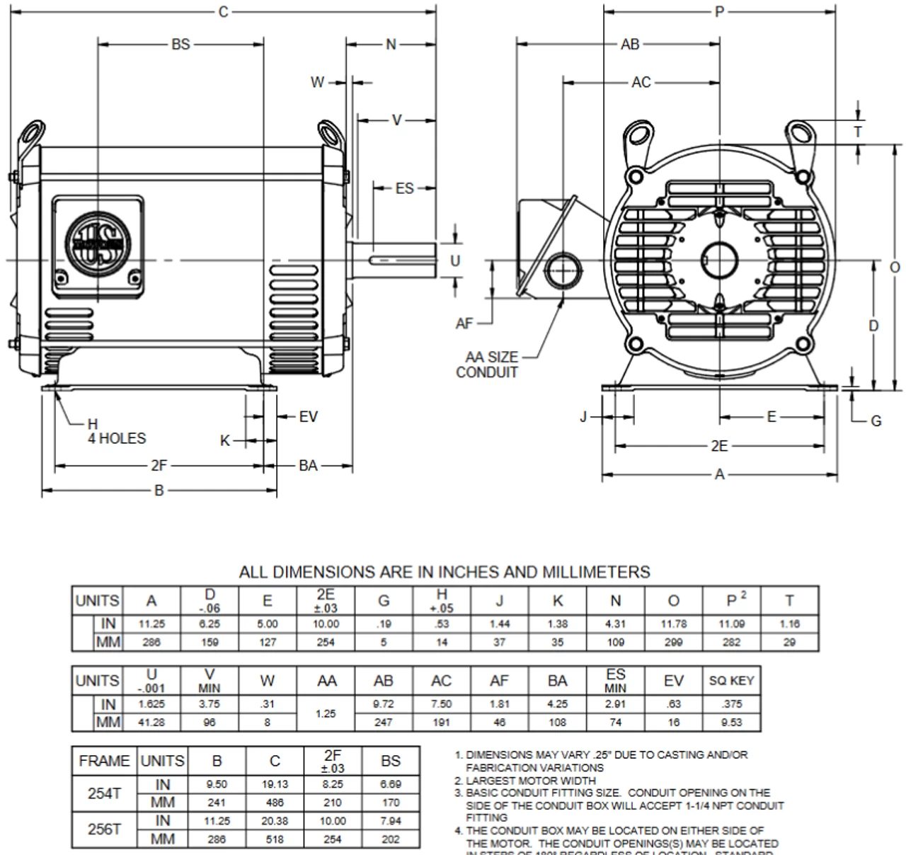 D20V1B Nidec 20 Hp 3600 RPM 254T (Rigid Base) 230/460V ODP Inverter-Duty 3-Phase Motor - Image 2