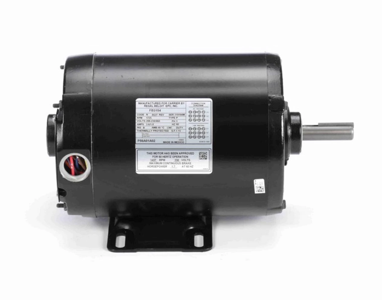 FB3154 Century SPL Hp 208-230/460V 1800 RPM Open 56 Frame 3 Phase Air Compressor Motor - Image 3