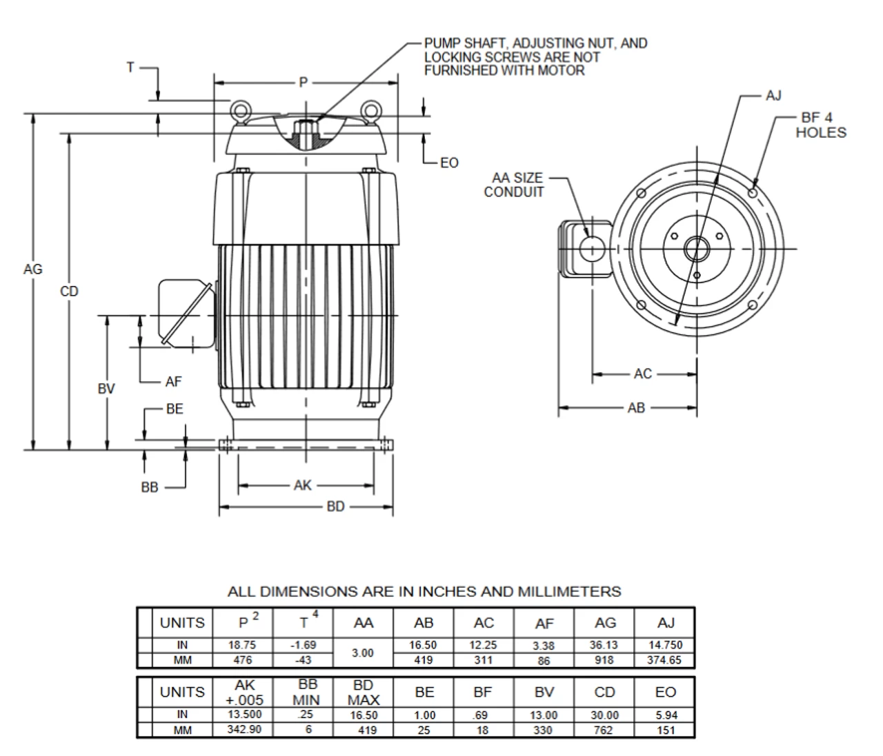 HT75P2CLG Nidec 75 Hp 1800 RPM 460V 3-phase 365TP Frame TEFC Vertical Holloshaft Sinewave Motor - Image 2