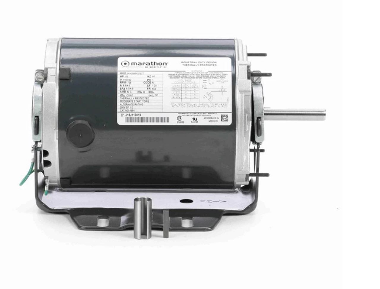 4684 Marathon 1/2 Hp (1 Speed) 115/230V 1800 RPM ODP 56Z Frame Resilient Base Blower Motor - Image 3