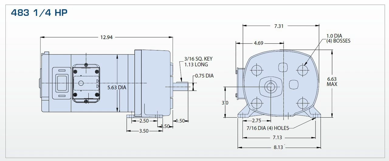 Bison 011-483-4012 Gear Motor 1/4 Hp 144 RPM 90VDC - Image 2