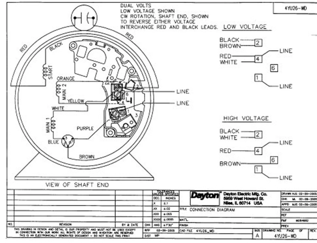 Model 4YU26 Dayton 1 HP Direct Drive Blower PSC Motor 1140 RPM 115/230V Dayton 4YU26 - Image 4