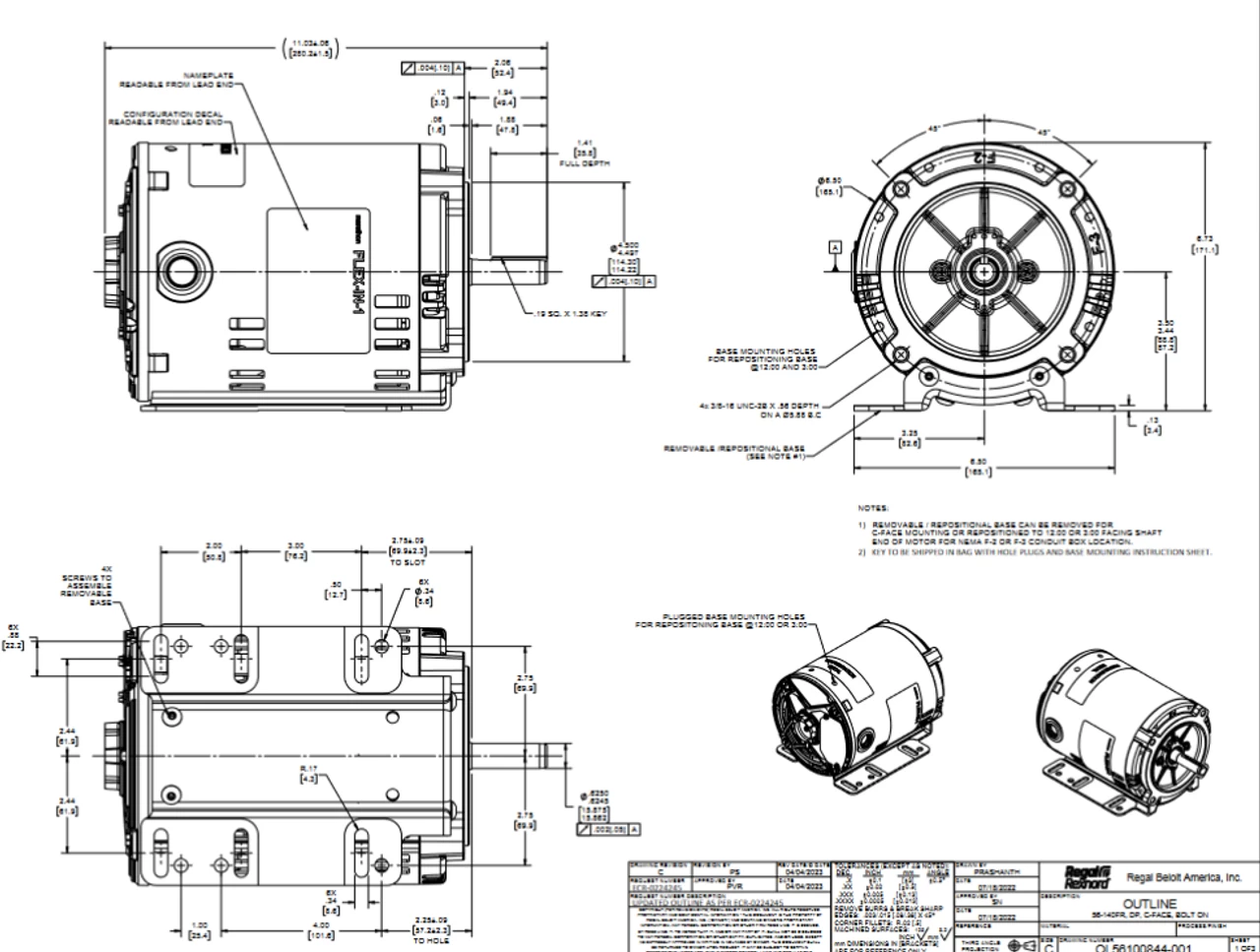 FX02FK003 | 2 HP 1800 RPM 56HC 575V 3 Phase ODP, FLEX-IN-1 Marathon Electric Motor - Image 2